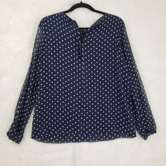J Crew Shirt Womens 6 Silk Polka Dot Ruffle Long Sleeve F4736 Top - Picture 4 of 13